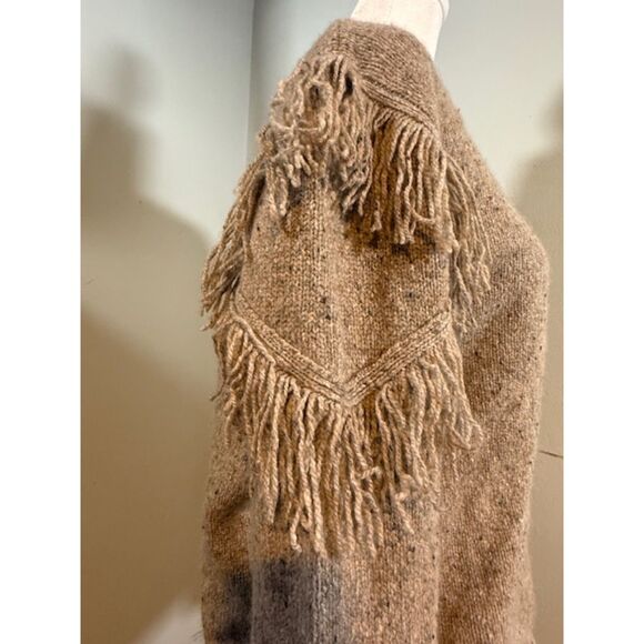 Autumn Cashmere Pure Cashmere Fringe Sweater Beige Tan Medium M Boho Chic - Picture 7 of 10